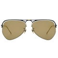 Aviator sunglasses with gold lenses on a white background