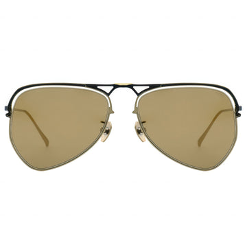 Aviator sunglasses with gold lenses on a white background