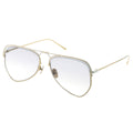 Gold-framed sunglasses on a white background