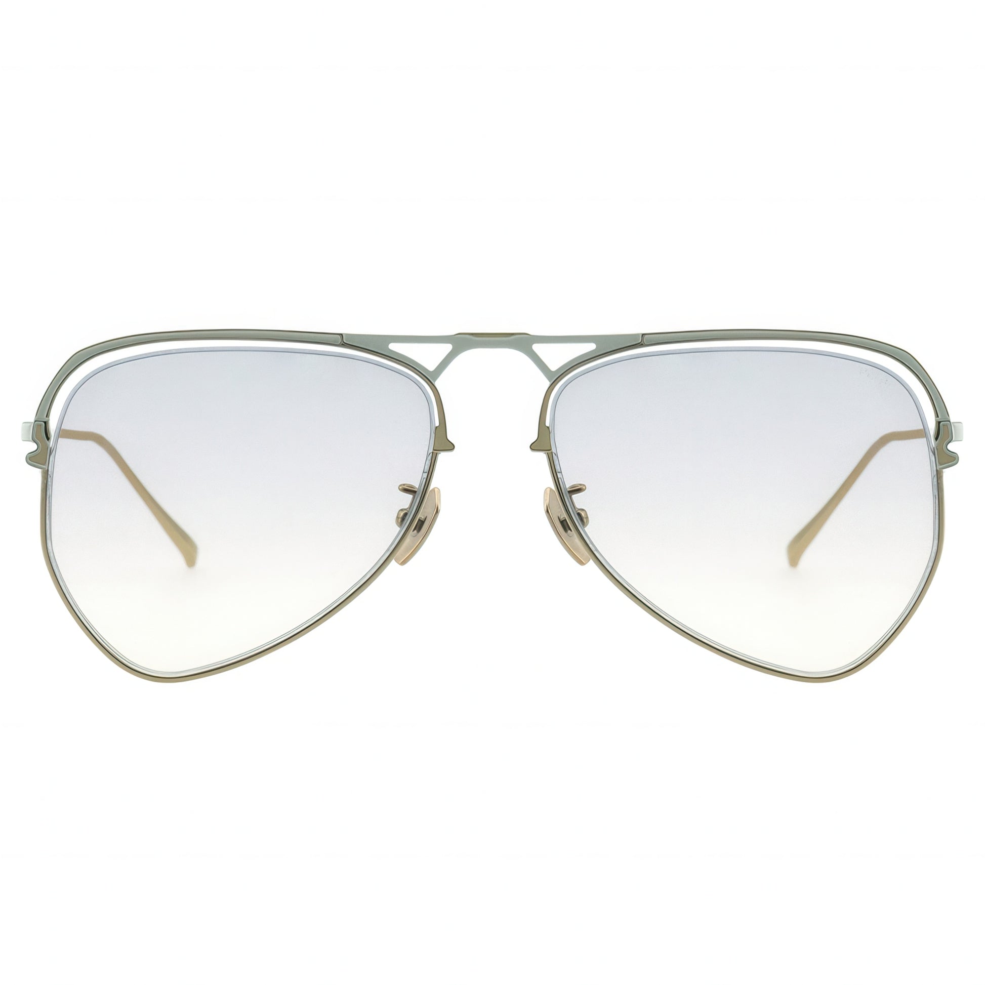 Aviator sunglasses with clear lenses on a white background