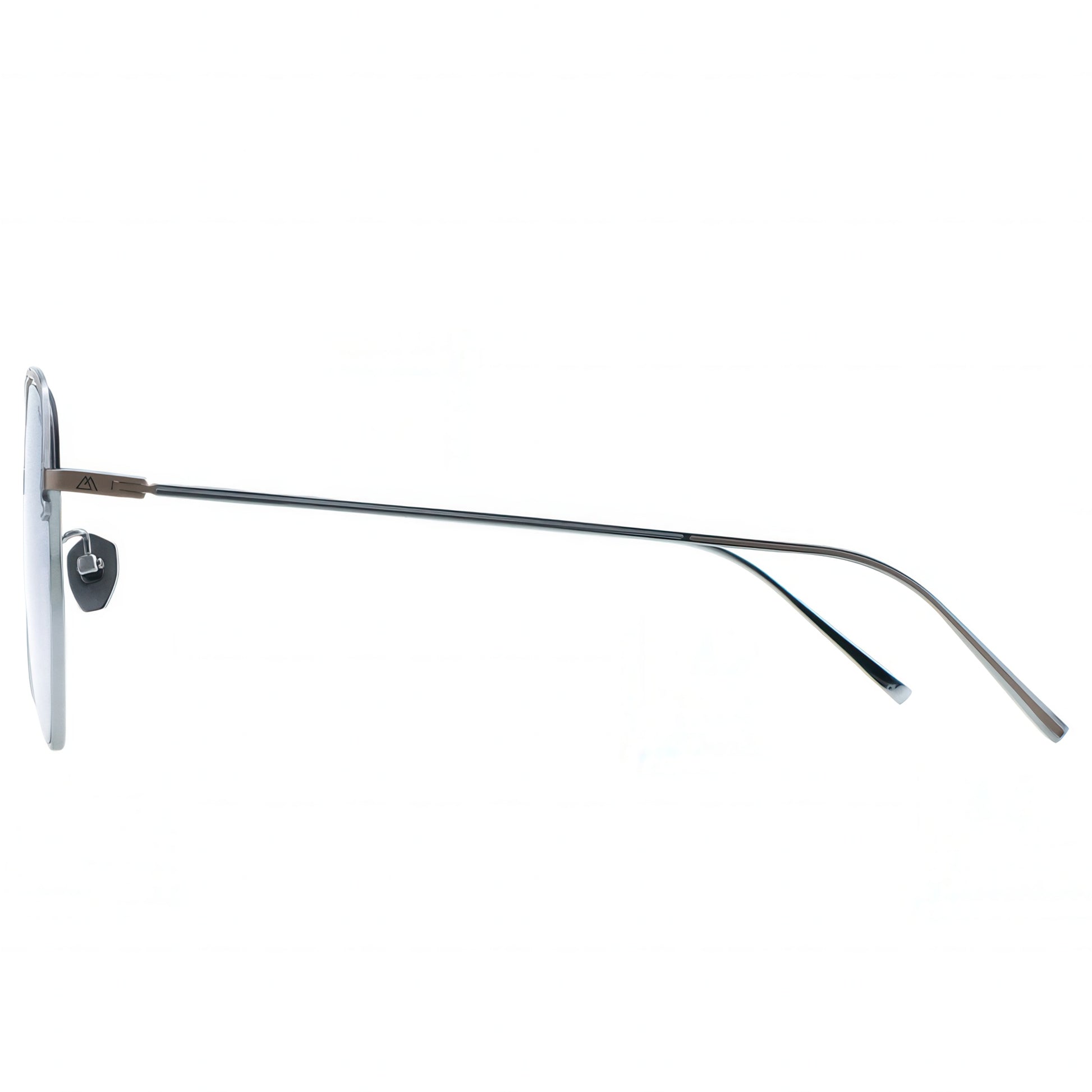 Sunglasses with a metallic frame on a white background