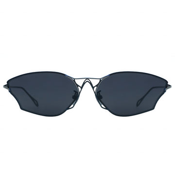 Sunglasses with dark lenses on a white background
