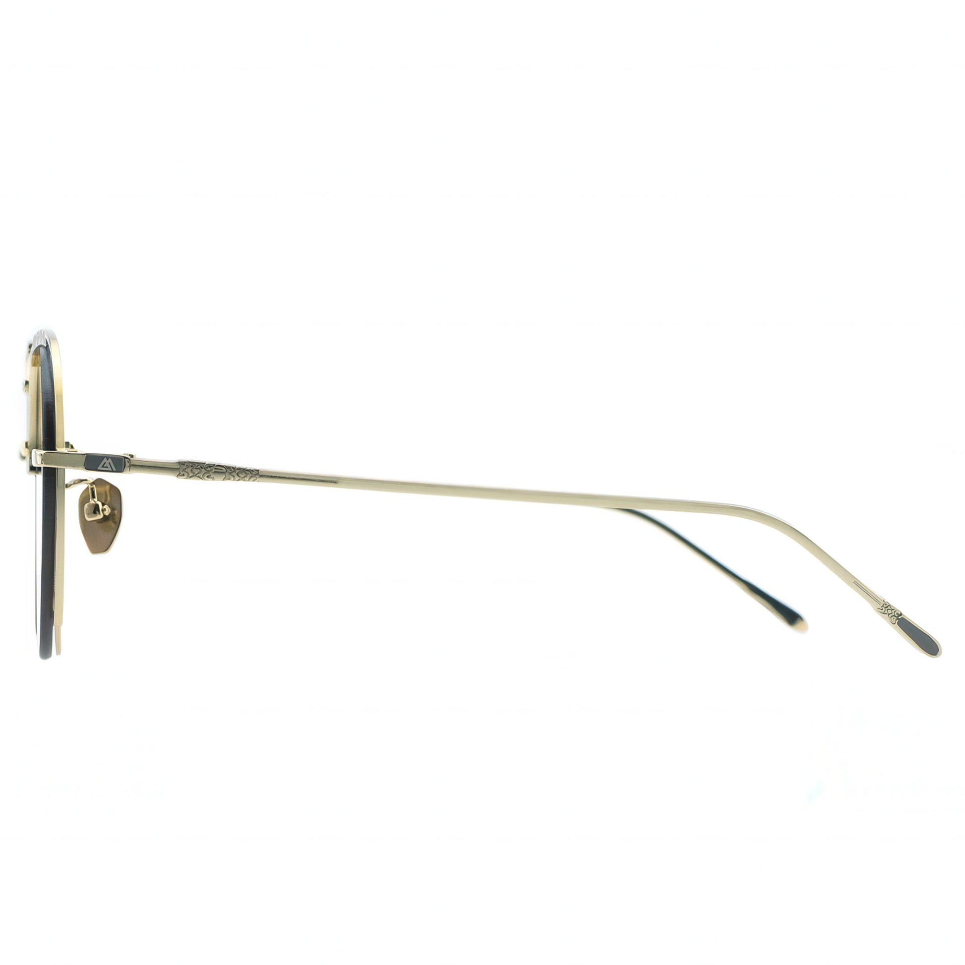 Gold sunglasses on a white background