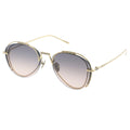 Gold-framed sunglasses with gradient lenses on a white background