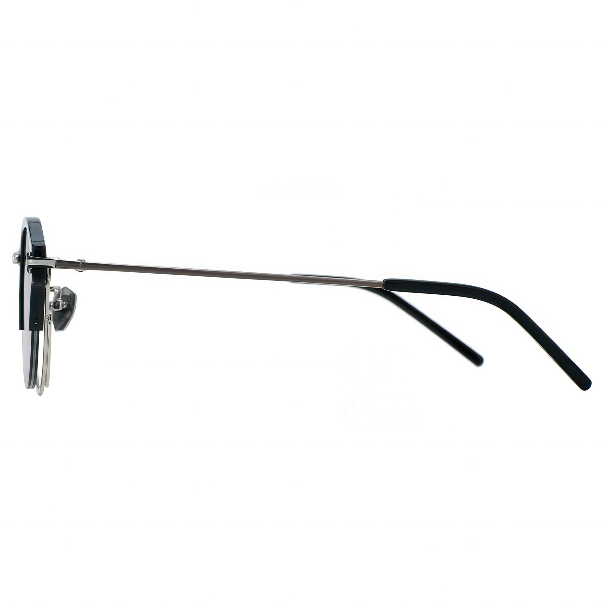 Black sunglasses with thin frame on a white background