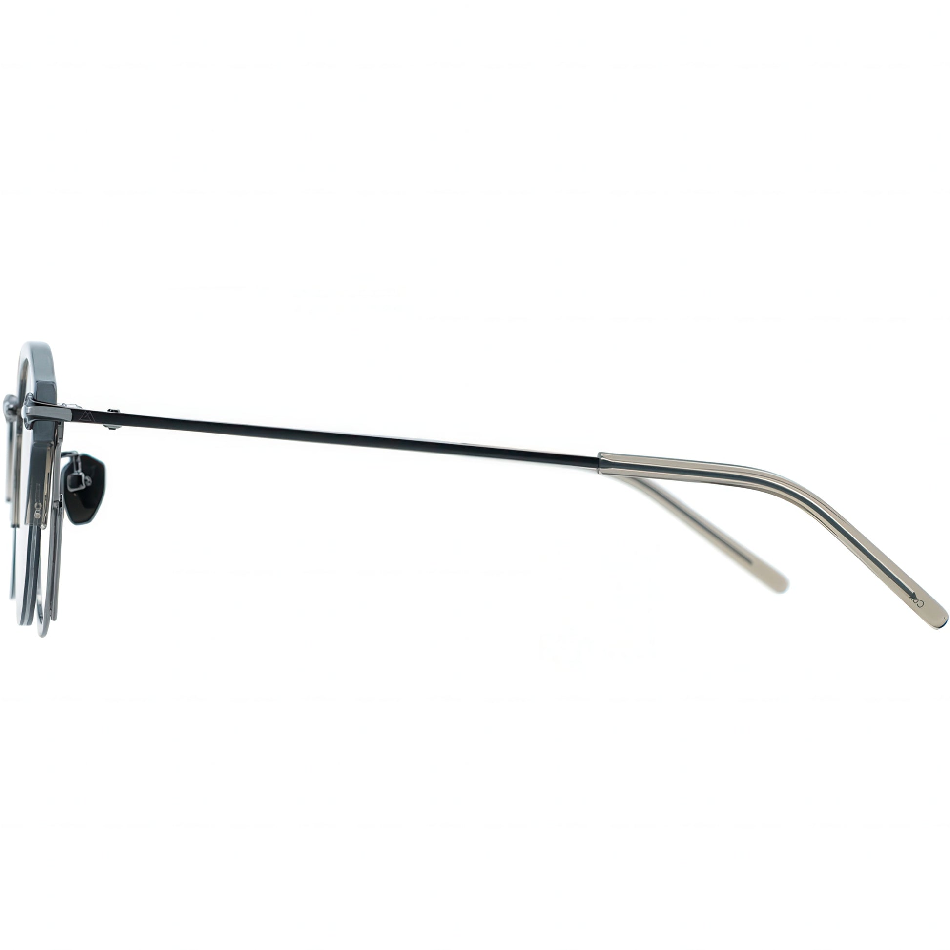 Sunglasses with a thin metal frame on a white background