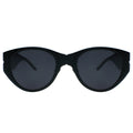 Black sunglasses with dark lenses on a white background