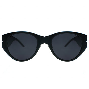Black sunglasses with dark lenses on a white background