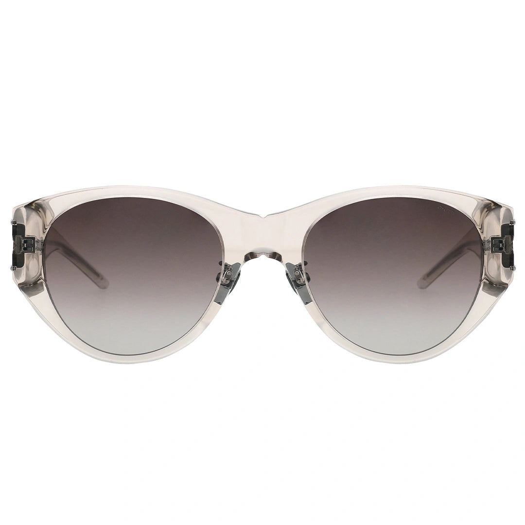 Sunglasses with transparent frame and brown gradient lenses