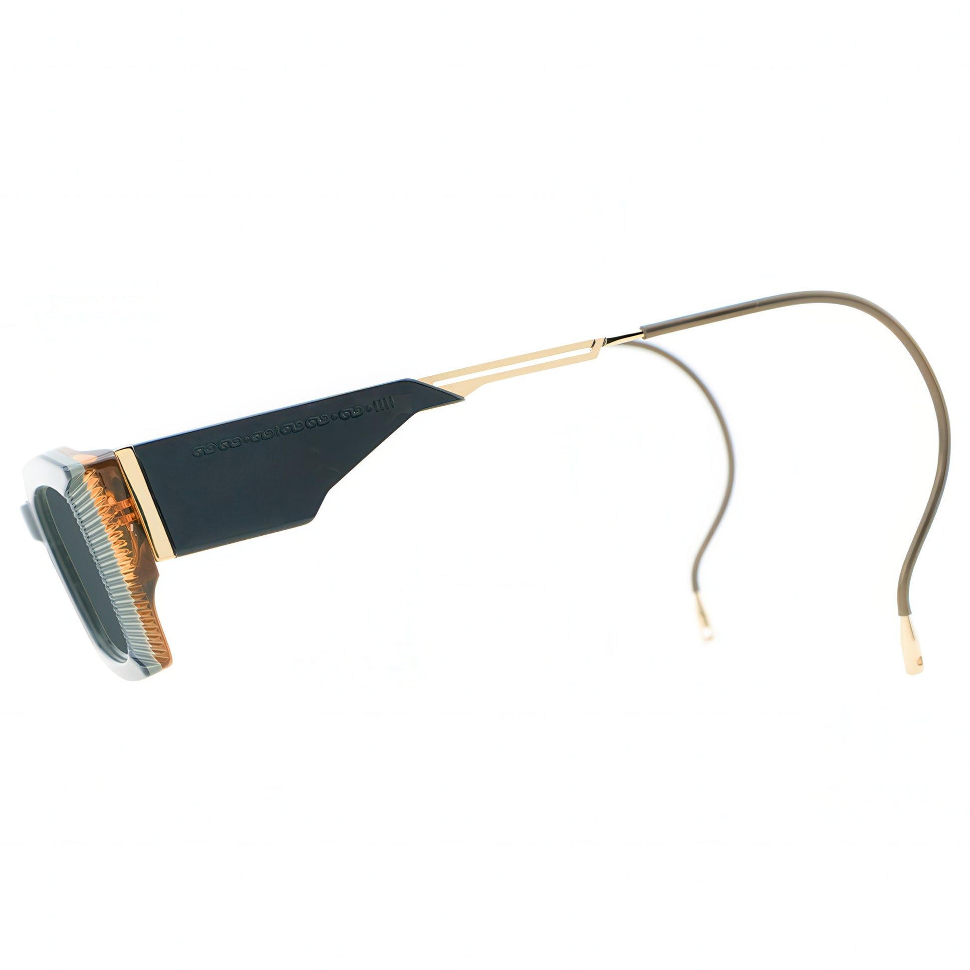 Hair straightener with black and gold design on a white background