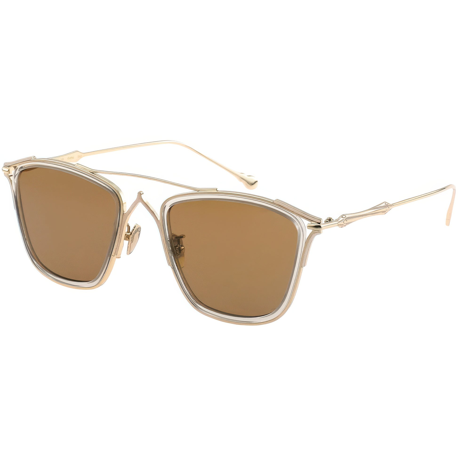 Gold-framed sunglasses with brown lenses