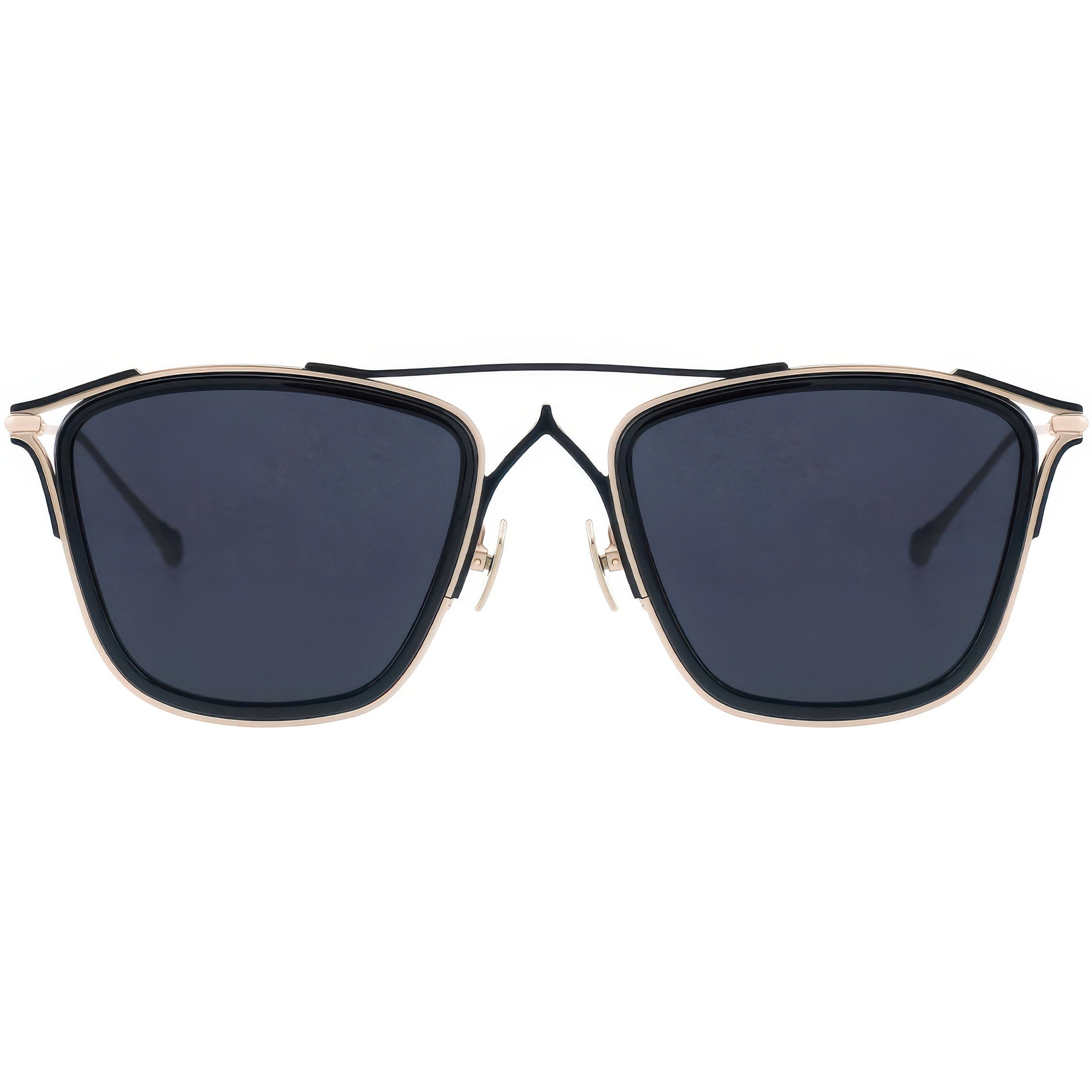 Sunglasses with dark lenses and gold frame 