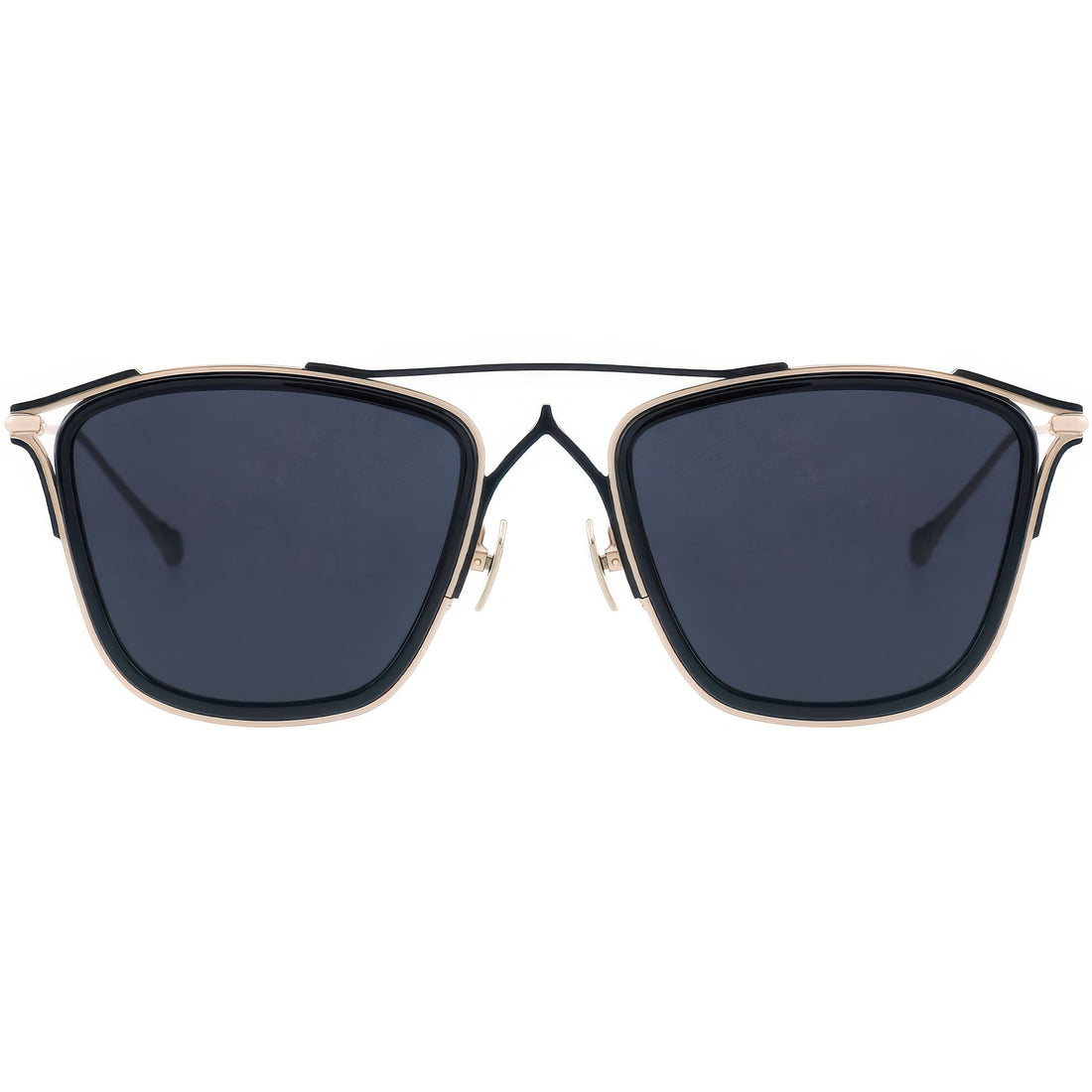 Sunglasses with dark lenses and gold frame 