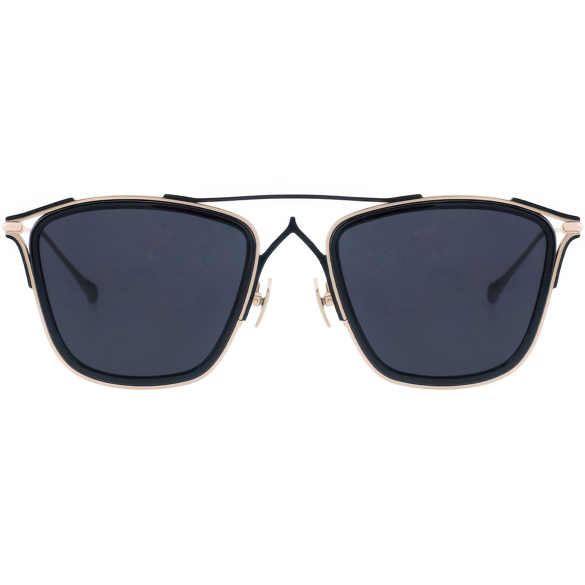Sunglasses with dark lenses and gold frame 