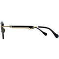 Black and gold sunglasses frame with MythGreece logo