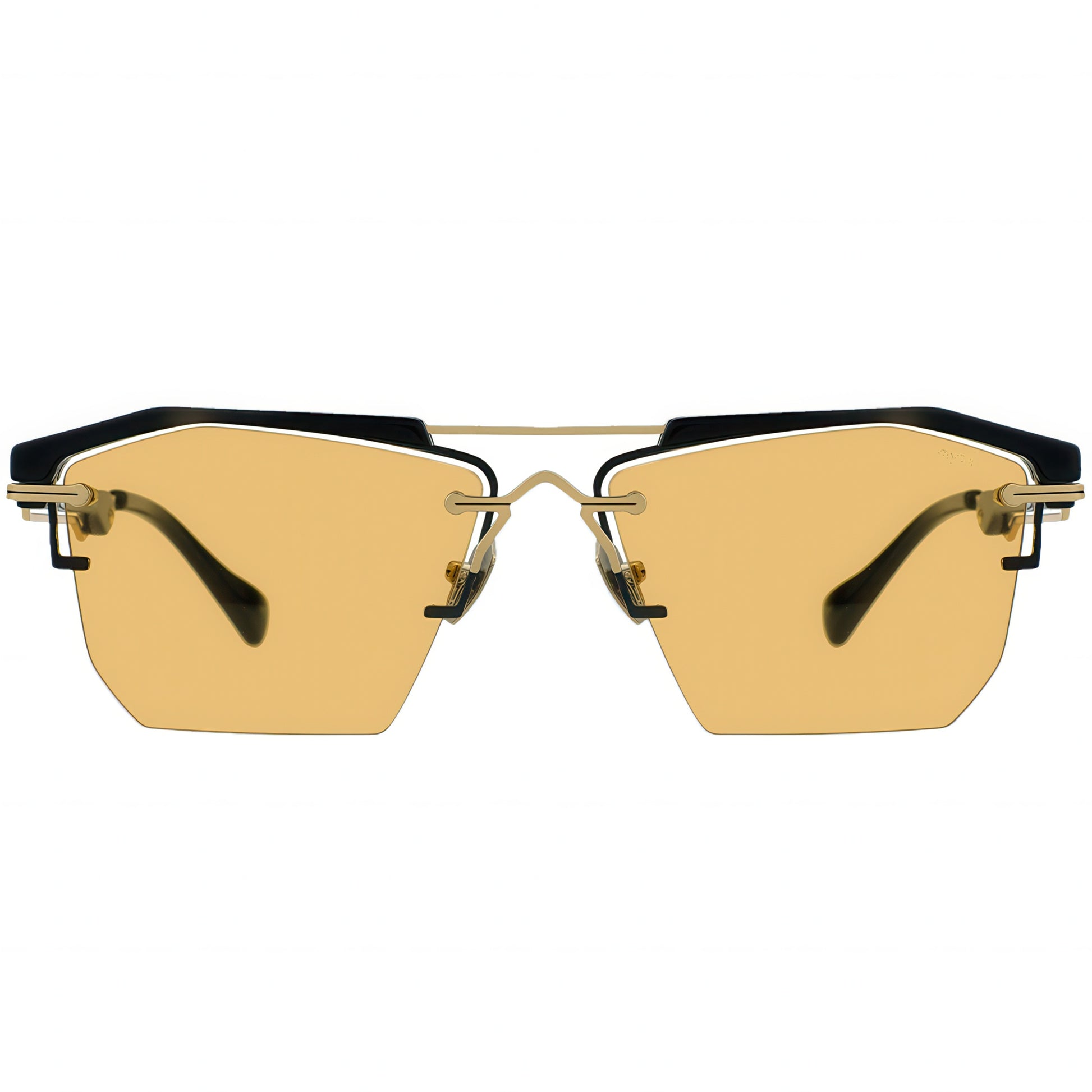 Gold or yellow lens sunglasses with black frames