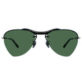 Heart-shaped sunglasses with green lenses and black bridge