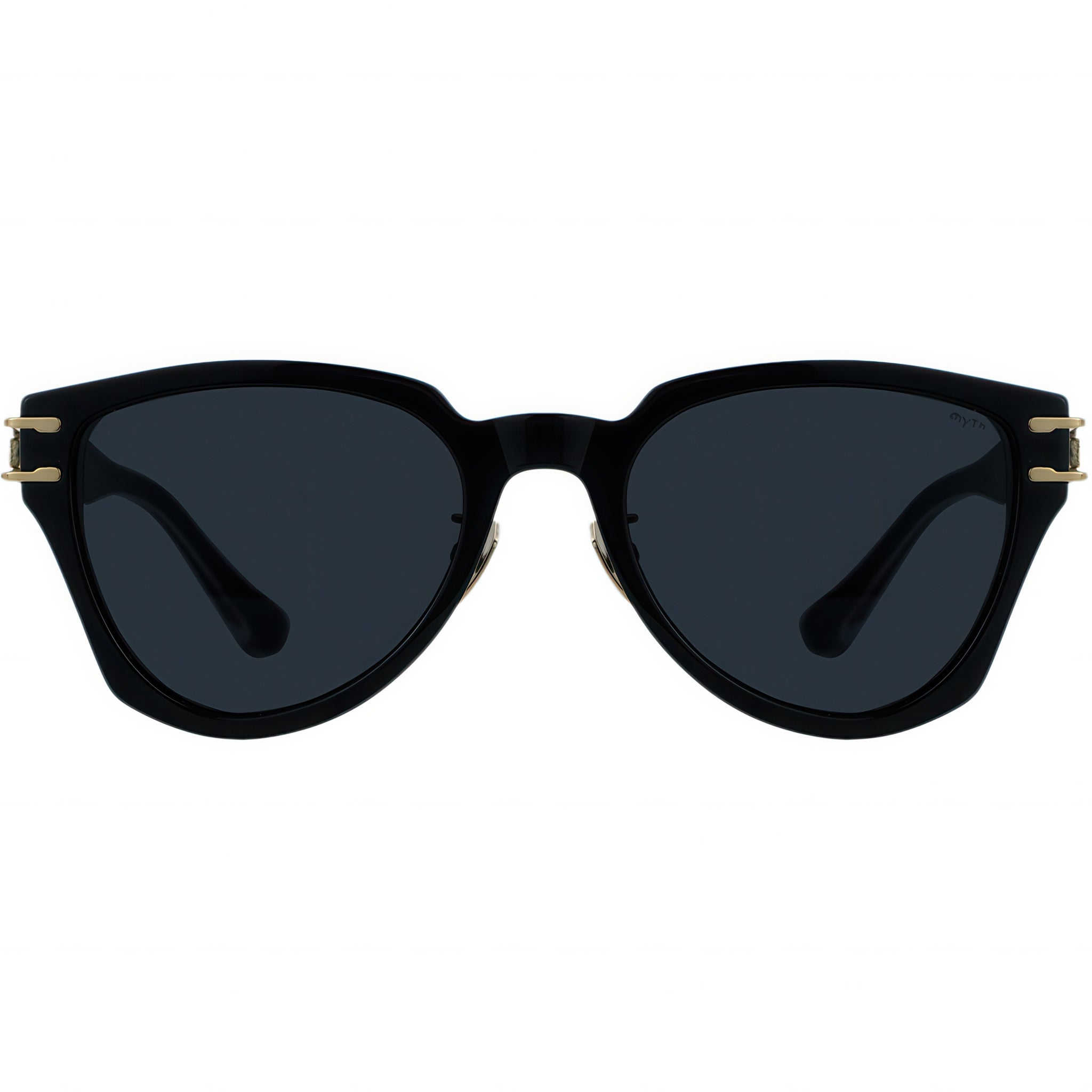 Black aviator sunglasses with gold accents 