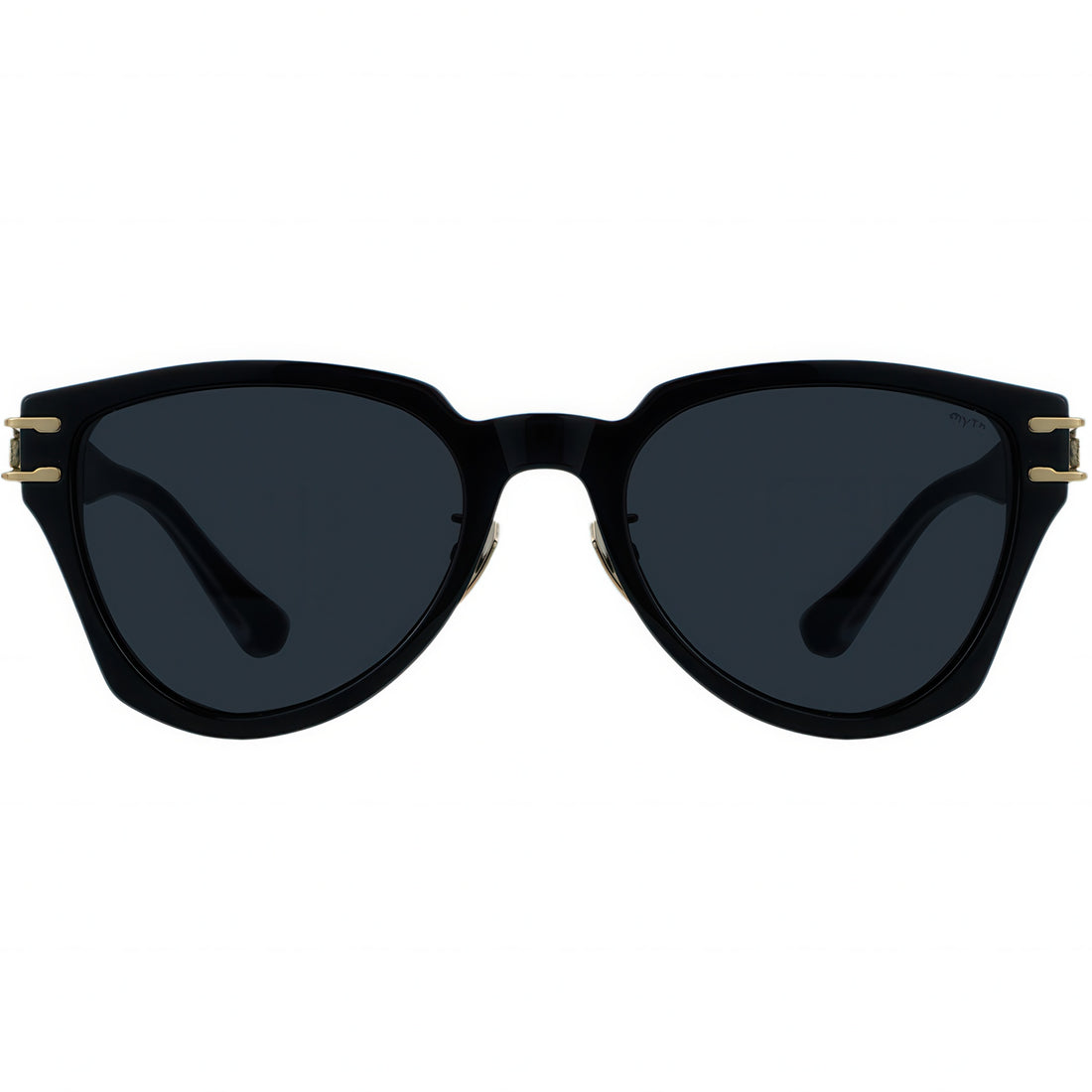 Black aviator sunglasses with gold accents 