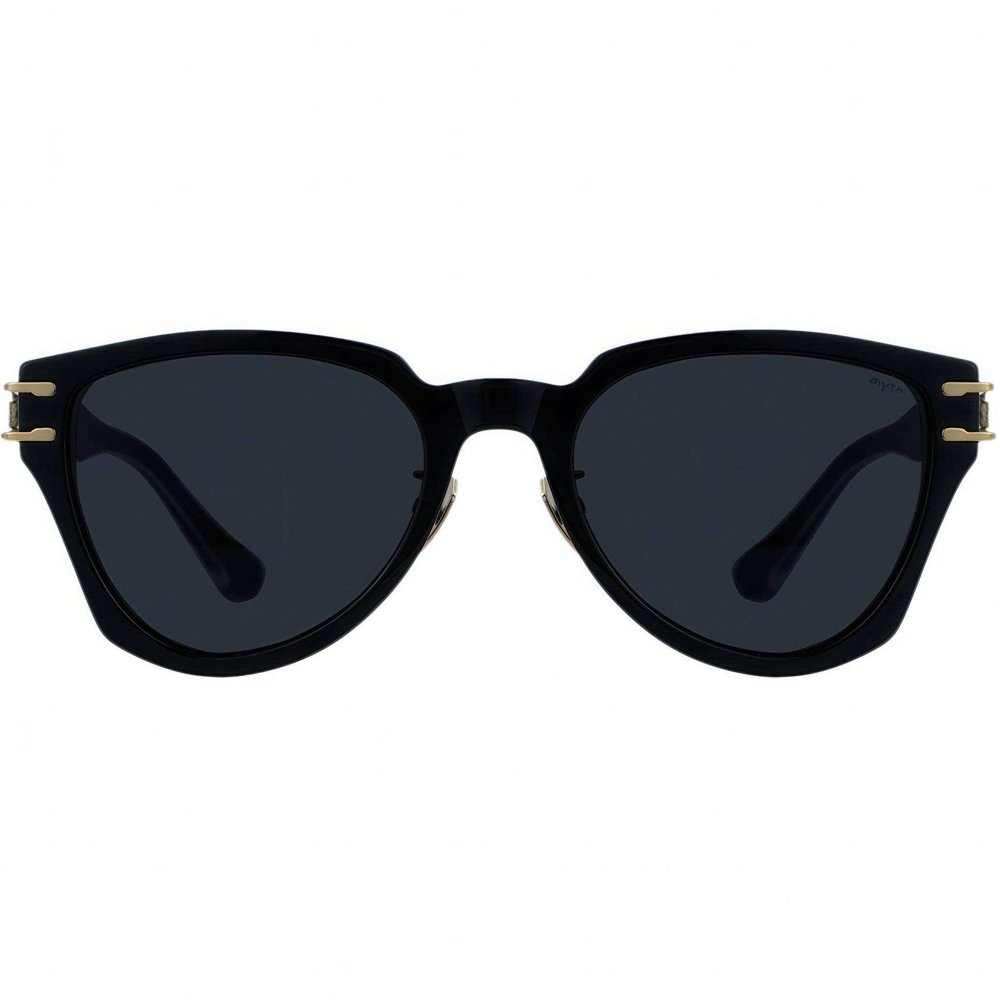 Black aviator sunglasses with gold accents 