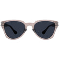 Aviator sunglasses with frosted pink frame and dark lenses 