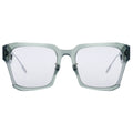 MYTH GREECE DEMURE oversiezd square womens and mens sunglasses light grey lens in mixed acetate and metal material with adjustable nose pad. clear sunglasses
