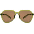 Eagle eyes aviator sunglasses,  oversized aviator sunglasses brown lens thin green acetate and silver metal frame with adjustable nose pad mens and womens