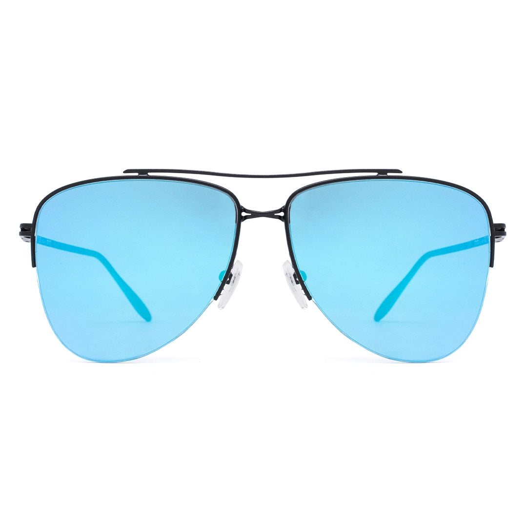 MYTH GREECE HEPHAESTUS Metallic aviator blue sunglasses, metal frame sunglasses with double bridge design mens and womens navigator sunglasses
