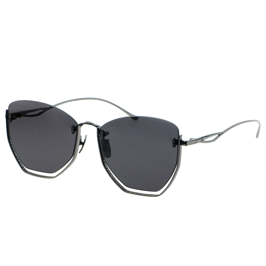 MYTH GREECE NAIAD bottom half rim square black sunglasses thin grey metal frame with adjustable nose pad mens and womens
