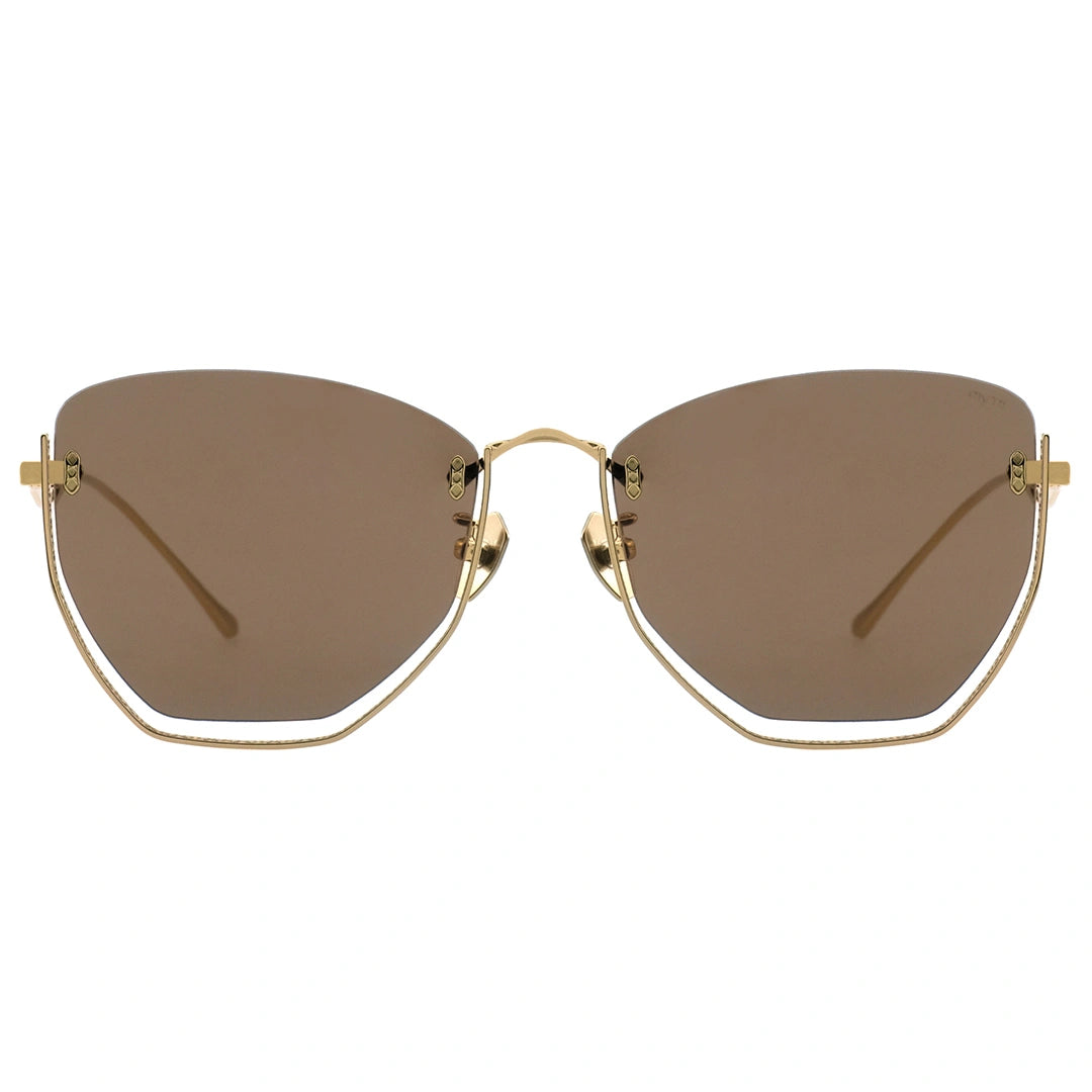 MYTH GREECE NAIAD bottom half rim square gold brown sunglasses thin gold metal frame with adjustable nose pad, man and woman sunglasses