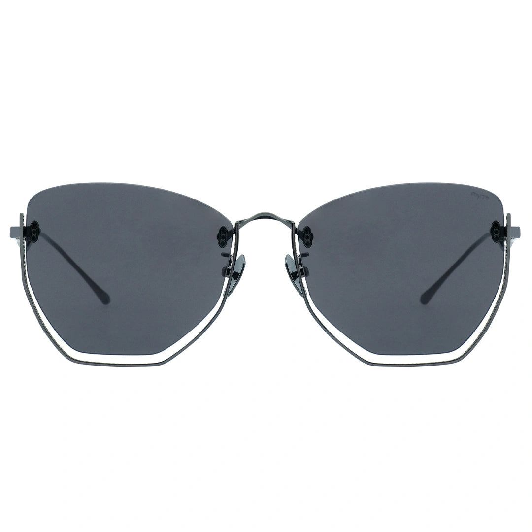 MYTH GREECE NAIAD bottom half rim square black sunglasses thin grey metal frame with adjustable nose pad mens and womens
