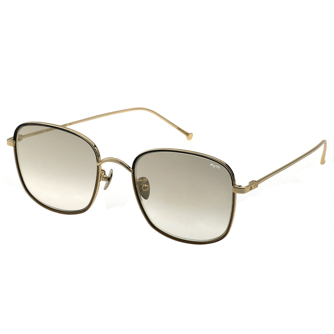 MYTH GREECE OGEE square gradient sunglasses tan lens thin gold metal frame