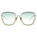 green gradient sunglasses, square gradient sunglasses, gold metal frame with Inverted V bridge retro 70s sunglasses
