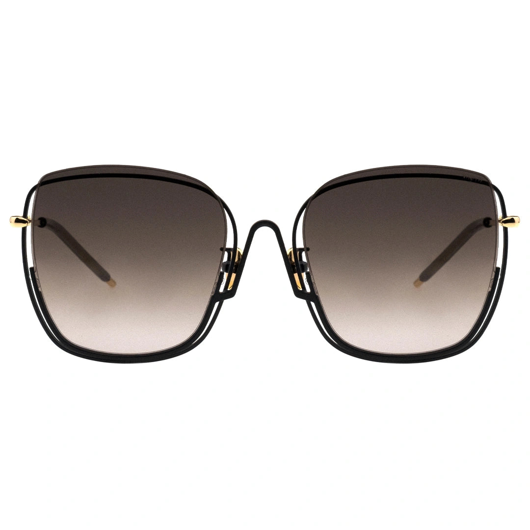 MYTH GREECE Parallels square black grey lens sunglasses gold metal frame with Inverted V bridge retro 70s sunglasses mens and womens
