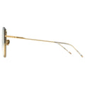 green gradient sunglasses, square gradient sunglasses, gold metal frame with Inverted V bridge retro 70s sunglasses

