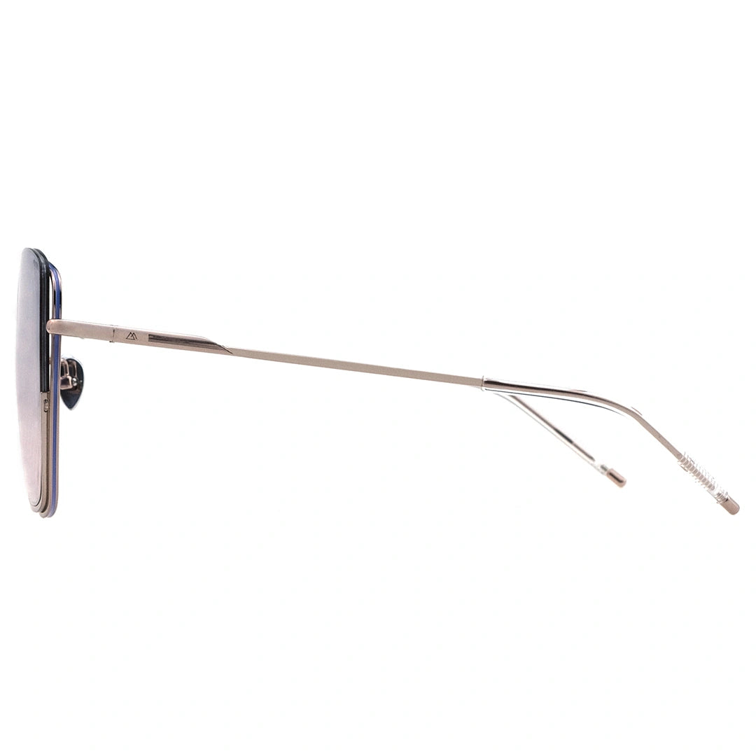 blue pink sunglasses, double gradient lens sunglasses square, silver metal frame with Inverted V bridge retro 70s sunglasses
