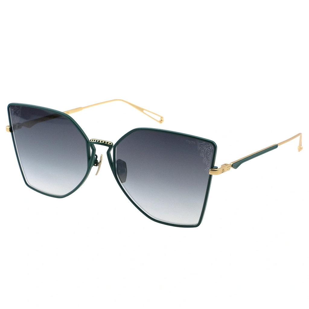 MYTH GREECE SERPENTINE grey sunglasses green and gold metal frame with adjustable nose pad