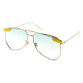 STEAMPUK aviator sunglasses double bridge light green gradient lens thin gold metal frames 