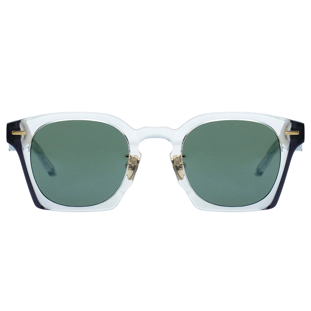 MYTH GREECE TEMPERA square clear sunglasses green lens crystal and metal frame with adjustable nose pad, woman and man sunglasses