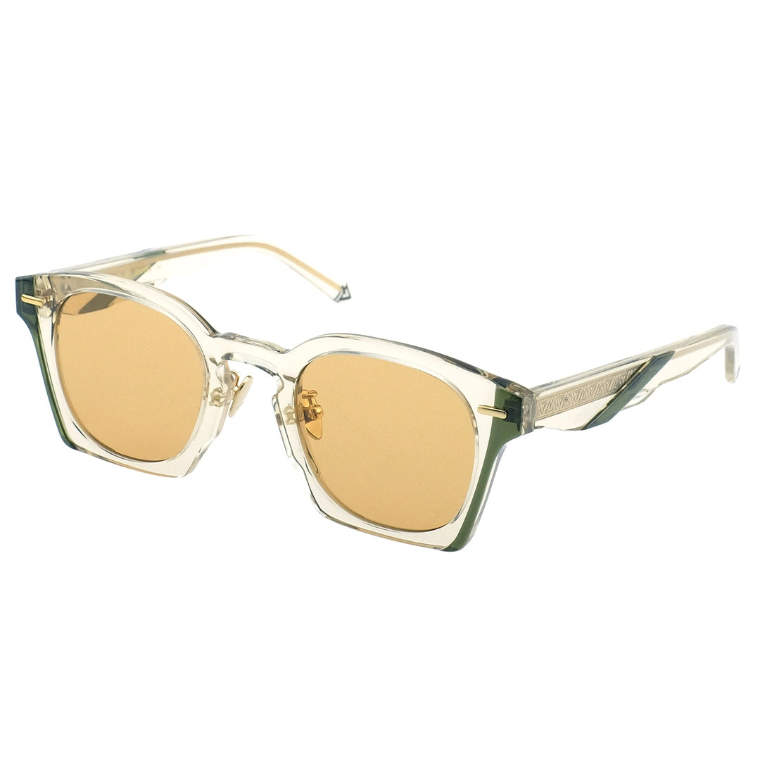 MYTH GREECE TEMPERA square clear sunglasses yellow lens crystal and metal frame with adjustable nose pad, woman and man sunglasses