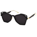 MYTH GREECE WAKER all black sunglasses geometric cat eye shape  gold metal temple with adjustable nose pad mens and womens 