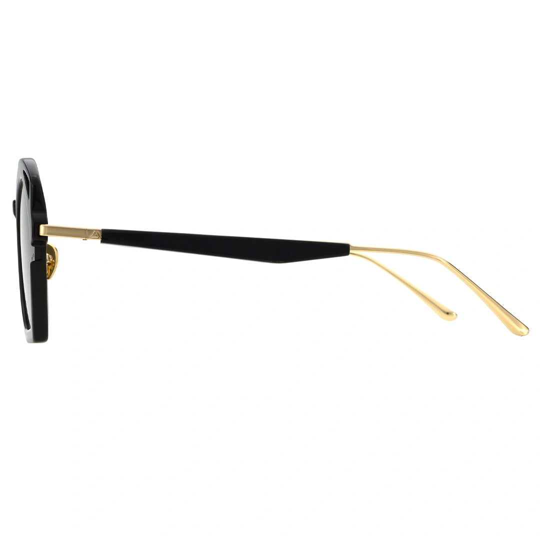 MYTH GREECE WAKER all black sunglasses geometric cat eye shape  gold metal temple with adjustable nose pad mens and womens 