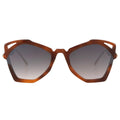 MYTH GREECE WAKER clear sunglasses geometric cat eye shape  and brown frame gold metal temple with adjustable nose pad mens and womens 