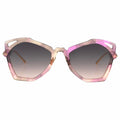 MYTH GREECE WAKER clear sunglasses geometric cat eye shape  and pink marble frame gold metal temple with adjustable nose pad mens and womens 