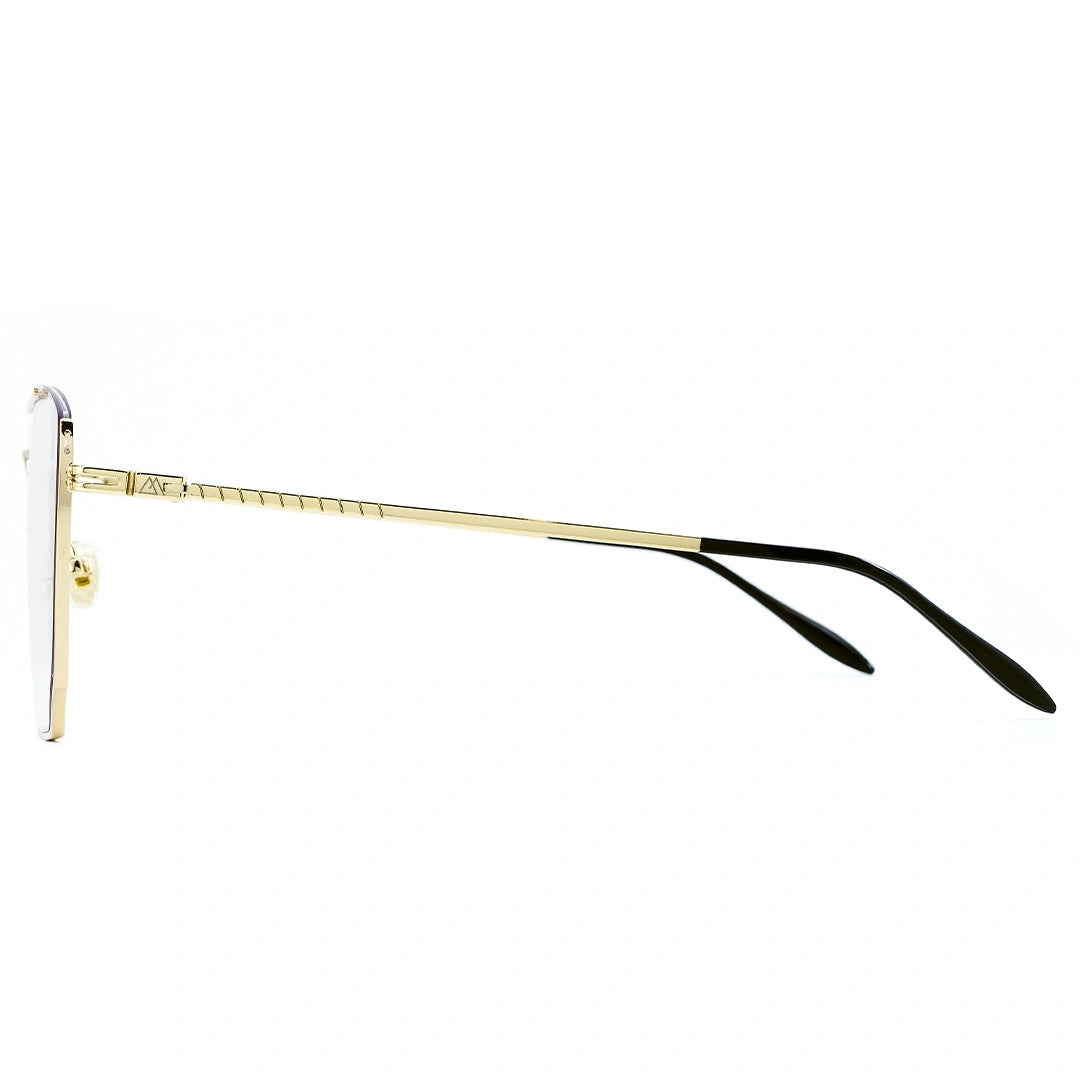 MYTH GREECE WHISKER square transparent sunglasses, gold metal frame sunglasses, with adjustable nose pad mens and womens 