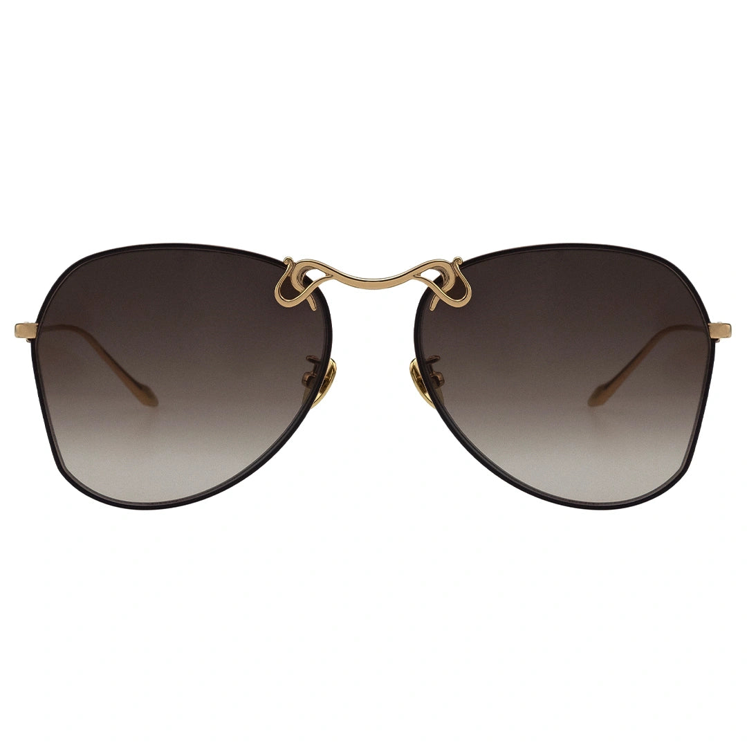 MYTH GREECE YIN YANG retro aviator sunglasses brown lens thin gold metal frame with adjustable nose pad mens and womens
