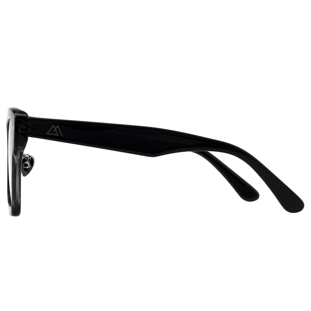 MYTH GREECE S PHASE square all black sunglasses thick frame acetate sunglasses light tinted oversiezed black sunglasses with adjustable nose pad mens and womens 
