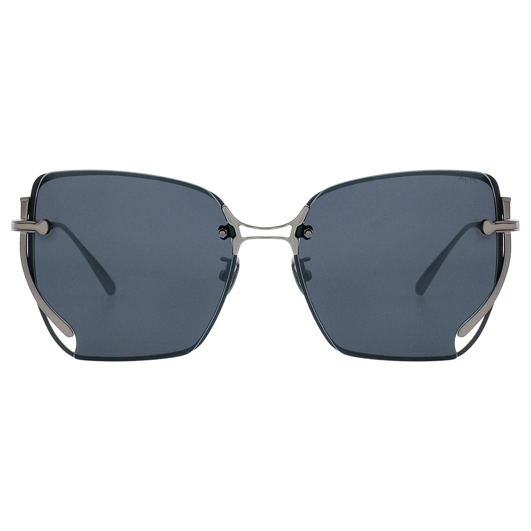 MYTH GREECE μορφώ square sunglasses blue grey lens thin silver metal frames with adjustable nose pad unique bridge design for mens and womens