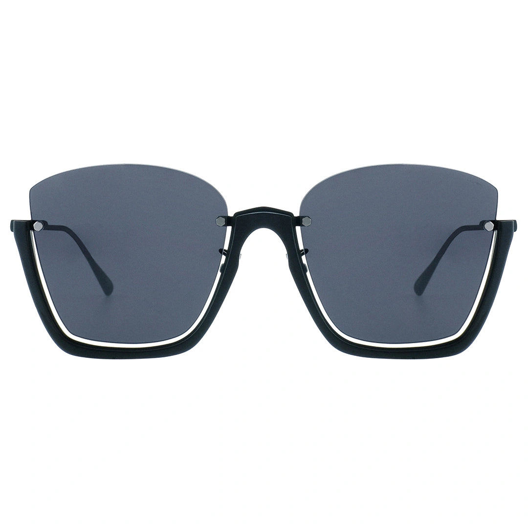 MYTH GREECE Eos square bottom half frame sunglasses blue grey lens thin metal frame with adjustable nose pad mens and womens
