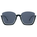 MYTH GREECE Eos square bottom half frame rim sunglasses blue grey lens thin metal frame with adjustable nose pad mens and womens
